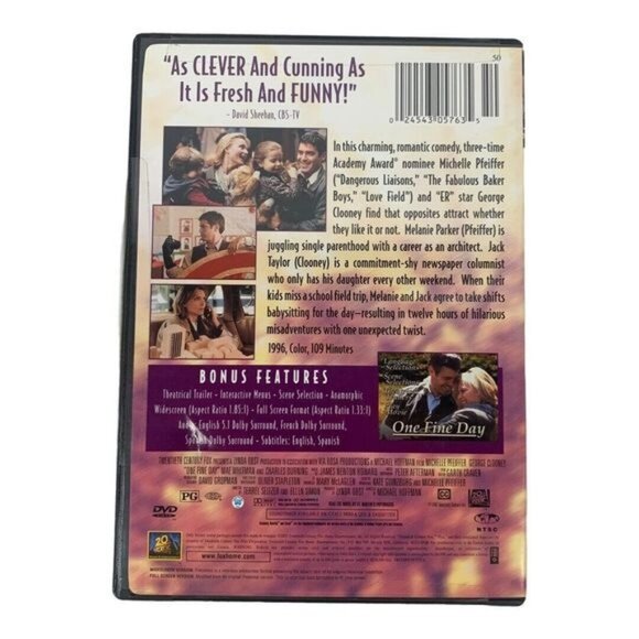 One Fine Day (DVD, 1996) 20th Century Fox Rated PG Widescreen and Fullscreen - Picture 2 of 3